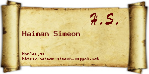 Haiman Simeon névjegykártya